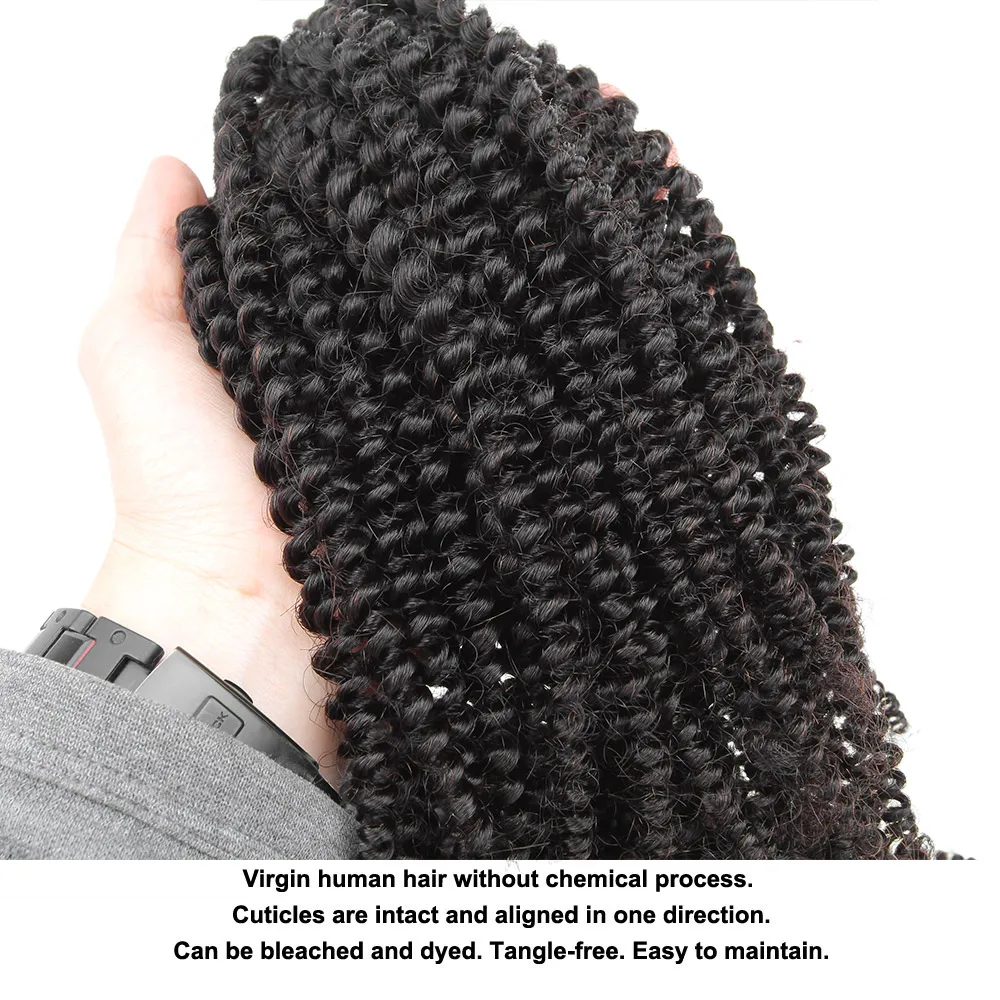 YVONNE 4B 4C Kinky Coily Virgin Hair 3 Bundles Brazilian Hair Weave Bundles Human Natural Color