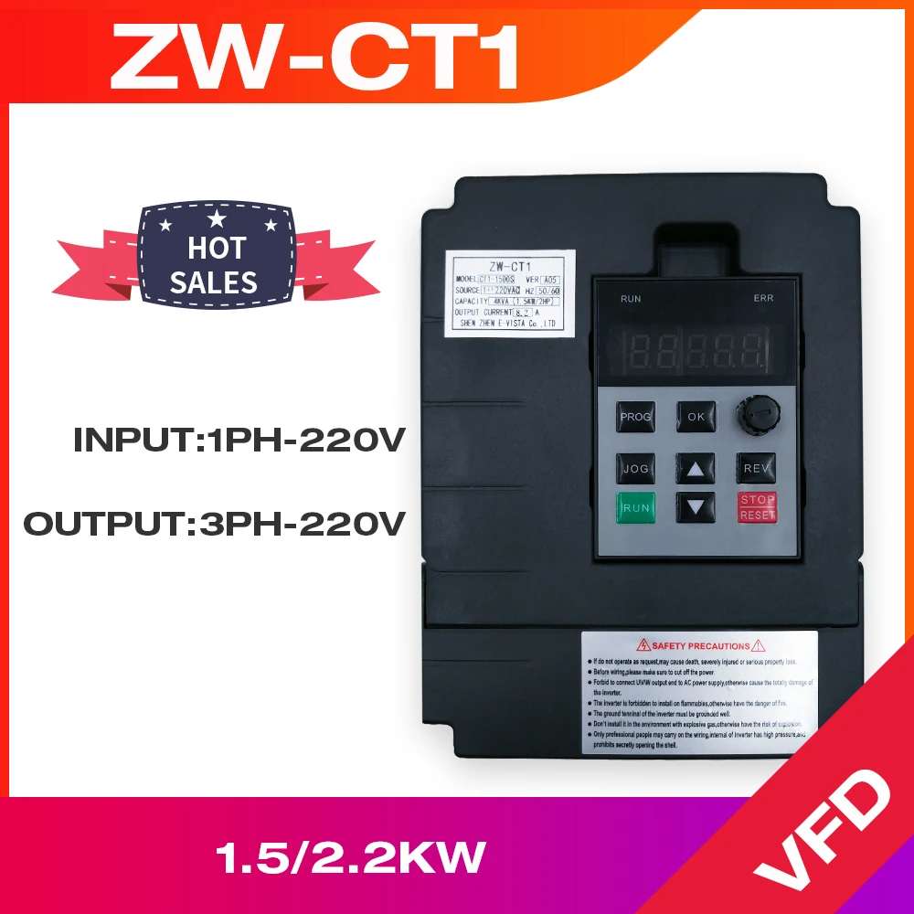 Convertitore Di Frequenza Vfd Zw-Ct1 Regolatore Inverter 1.5Kw/2.2Kw/4Kw One-Way 220V In Ingresso E In Tre-Fase Di Uscita Di Velocità Del Motore