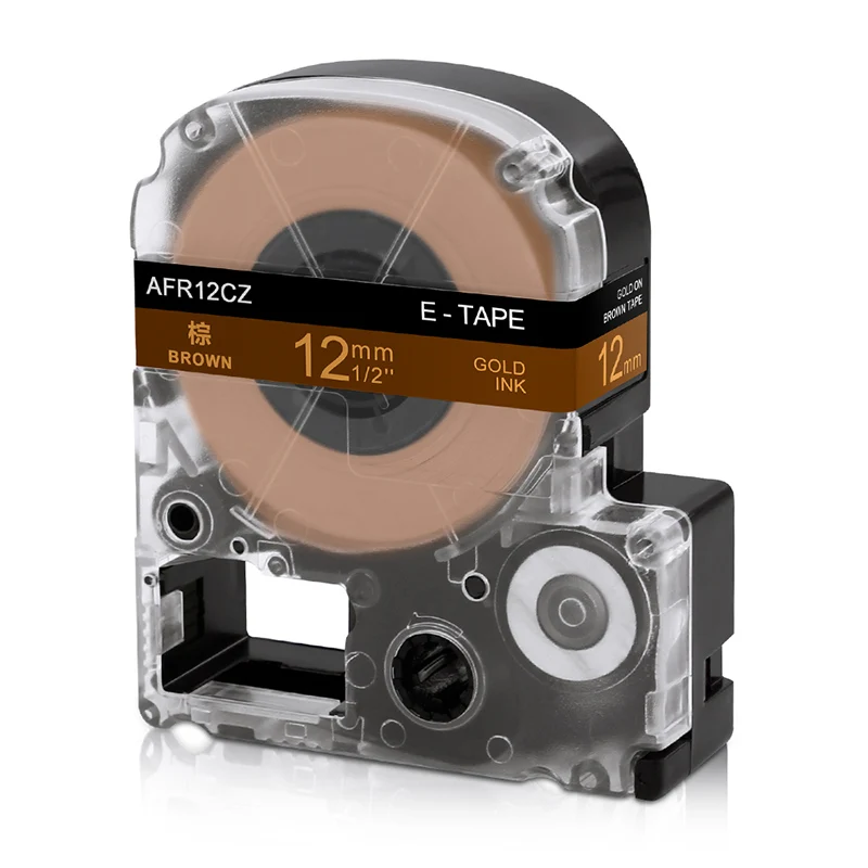 1 упаковка атласная лента 12 мм для Epson SFR12BK SFR12PK SFR12KZ SFR12NZ SFR12GZ SFR12RZ SS12KW для Упаковка для подарков LW-300 LW-400 - Цвет: Gold on Brown