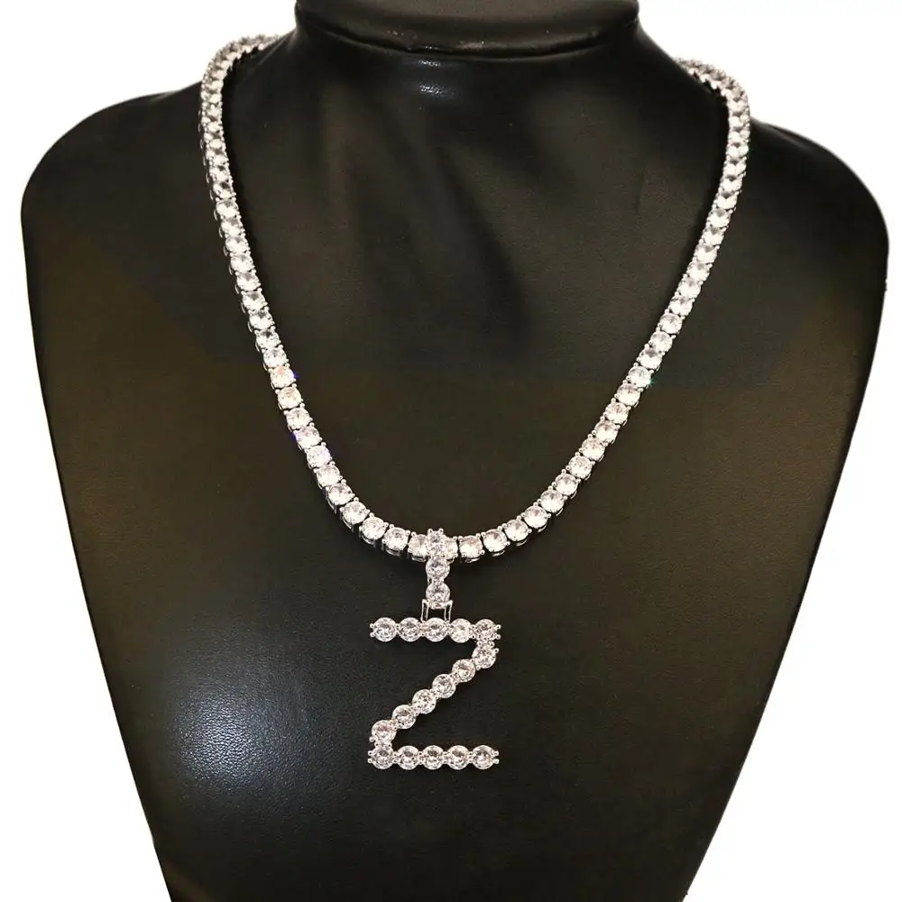 Ожерелья для тенниса с цирконом 5 мм ювелирные изделия буквой В Стиле Хип хоп