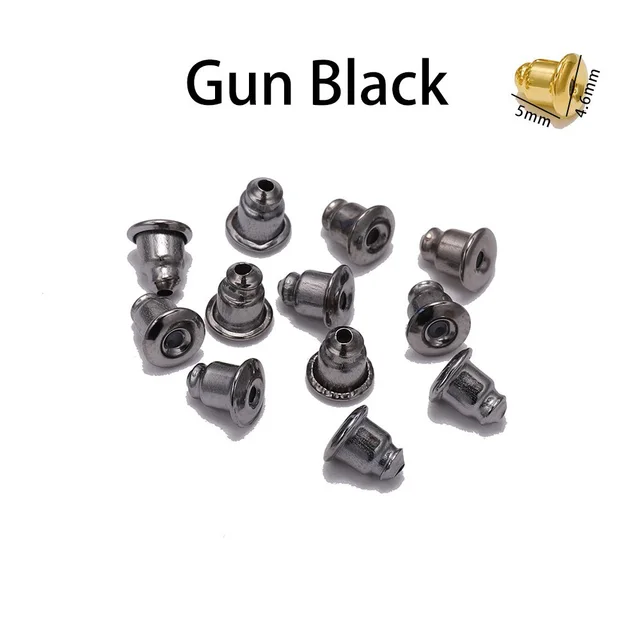 200-2000pcs Soft Silicone Rubber Earring Back Stoppers for Stud Earrings DIY Earring Findings Accessories Bullet Tube Ear Plugs Style3 Gun Black