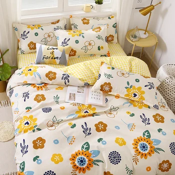 

ALL fashion bedding set Pure cotton A/B double-sided pattern Simplicity Bed sheet, quilt cover pillowcase 3pcs
