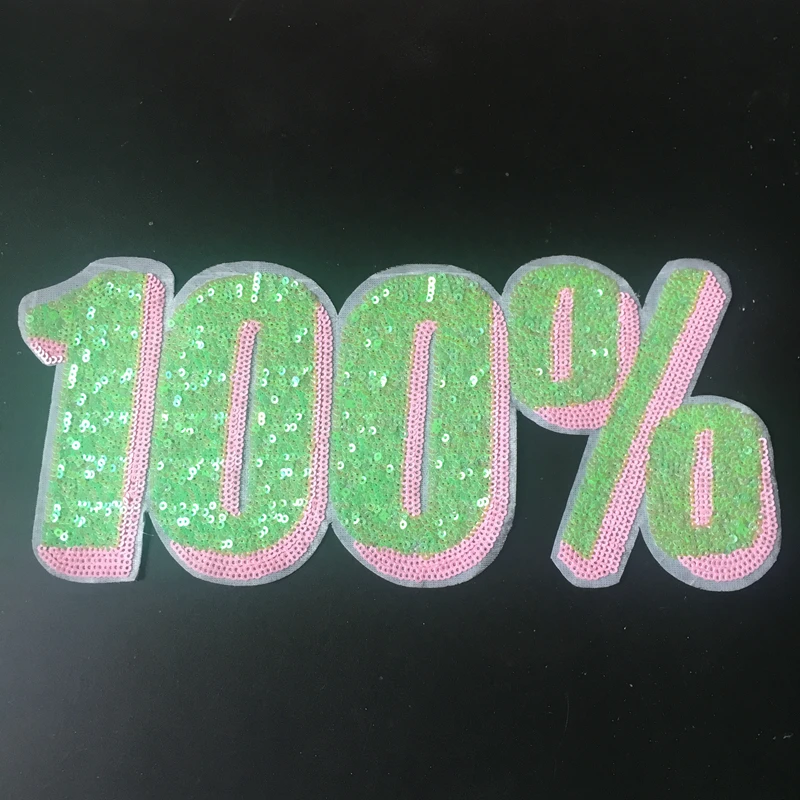 1 Piece Pink Fluorescent Green Sequined Iron on Patches for Clothes Large Number Sequins Applique DIY Sewing Accessories