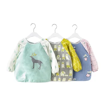 

Winter Cotton Long Sleeve Bandana Baby Apron Windproof Infant 1-7years Eating Children Drawing Apron Baby Self Feeding Bibs