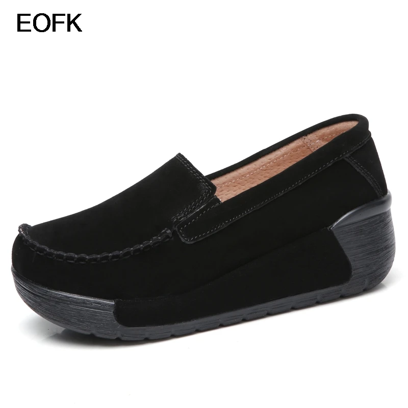 Autumn Spring Moccasins Women Flats Platform Shoes Woman Round Toe Slip-on Loafers Ladies
