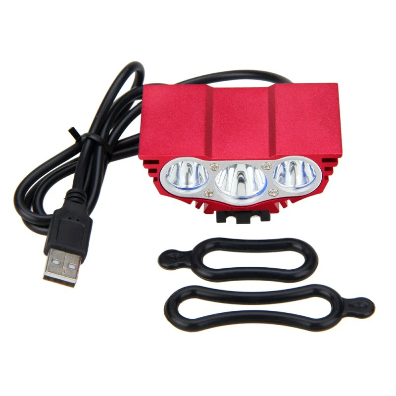 Водонепроницаемый 3xT6 светодиодный велосипедный передний светильник s 10000лм велосипедный головной светильник Ночная велосипедная лампа 5 в USB фара только лампа без батареи - Цвет: Красный