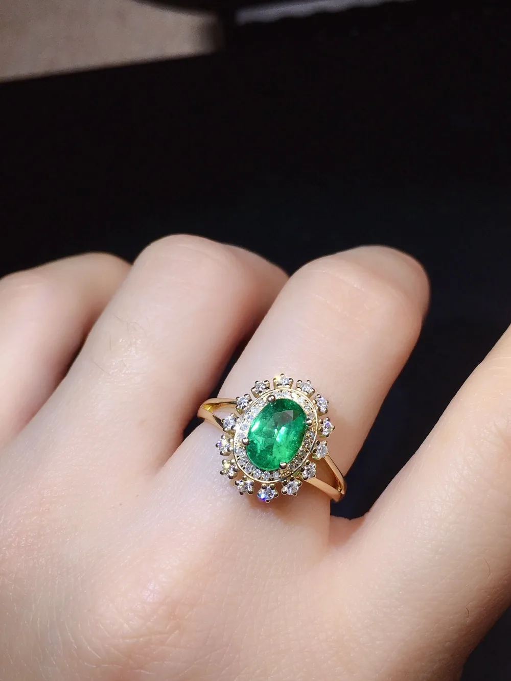 Изумрудное кольцо 0.98ct чистое 18 K золотое ювелирное изделие натуральный изумруд драгоценные камни бриллианты женские обручальные кольца для женщин изящное кольцо