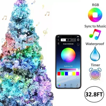 

Christmas New Year Decorations Fairy Lights Waterproof Garland String Home Xmas Tree Decoration Lights USB Bluetooth Sync Music