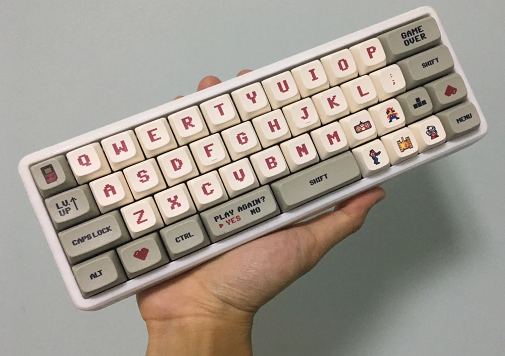 Механическая игровая клавиатура в стиле аркадных игр цвет белый/серый с