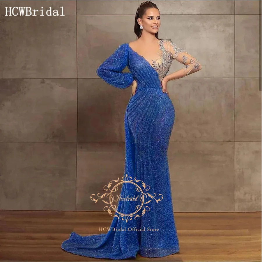 Mermaid Arabic Evening Dress V Neck 