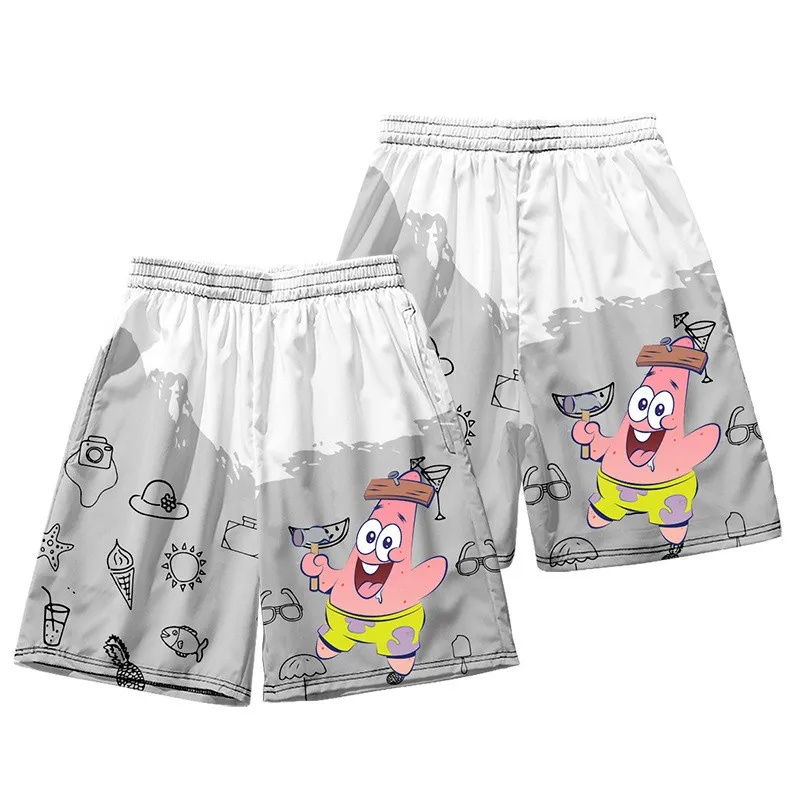 white shorts Hot Sale Patrick Star Beach Shorts 3D Printed Anime Funny Swimming Trunks Summer Men's Shorts Hip Hop Oversized Sweatpants cargo shorts