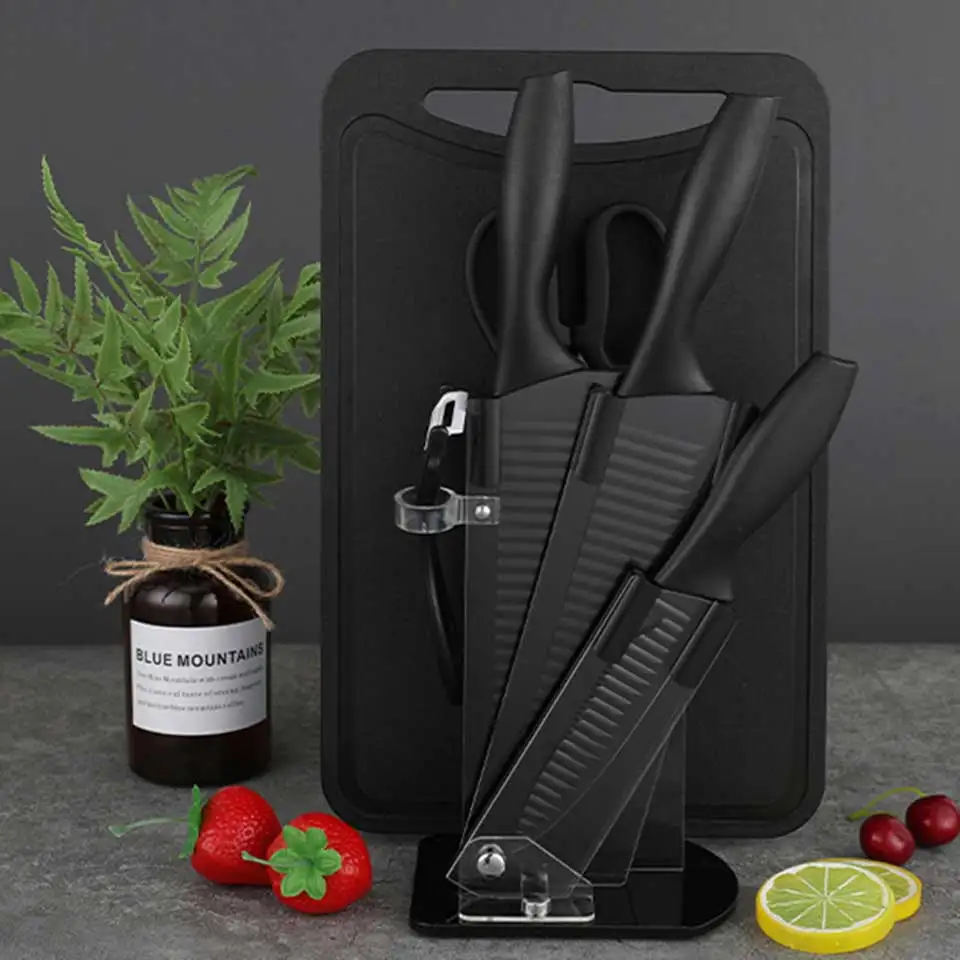 

7 Piece/set Knife Set Black Pattern Kitchen Knife Set Household Kitchen Knives Stainless Steel Kitchen Utensils Sets