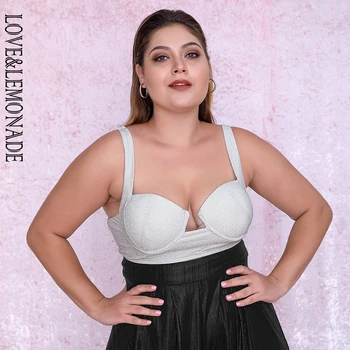 

LOVE & LEMONADE Silver Reflective Elastic Bandeau Top LM81496-2PLUS