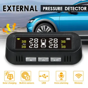 

TPMS Tire Pressure Monitoring System Automotive Car USB Solar Wireless Temperature Security Alarm Tyre Pressure Sensor Monitor