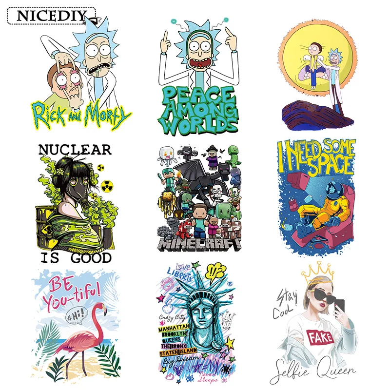 

Nicediy Rick and Morty patches Heat Transfer Sticker Cartoon Iron On Transfers For Clothes Thermal Transfer Applique On Clothes