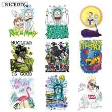 Nicediy Rick and Morty patches Heat Transfer Sticker Cartoon Iron On Transfers For Clothes Thermal Transfer Applique On Clothes nucleation condensation and heat transfer