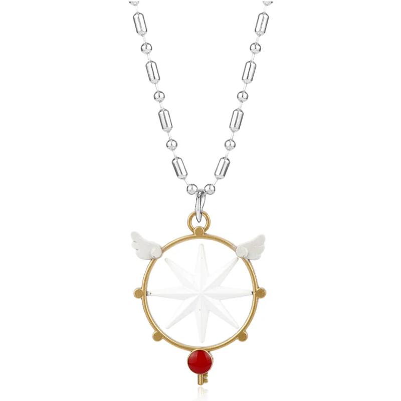 أنيمي بطاقة الآسر ساكورا قلادة نجمة الزهور كاردكابتور كينوموتو ختم العصا تأثيري قلادة امرأة فتاة مجوهرات