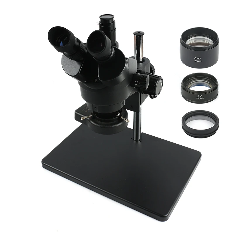 

Trinocular Stereo Microscope 3.5X-90X Continuous Zoom + 0.5X/2X Auxiliary Objective Lens +56 LED Ring Lamp +Big size metal stand