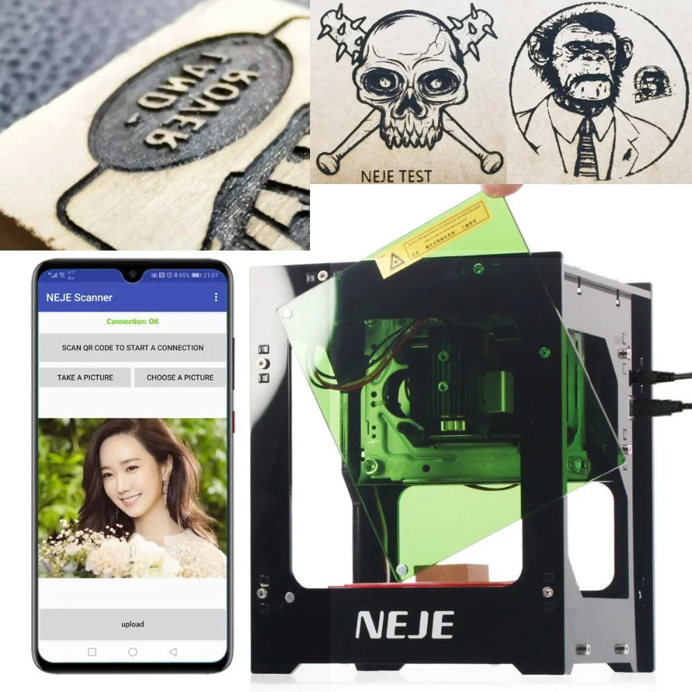 NEJE DK-8-KZ 1000/3000mW Профессиональный DIY настольный мини фрезерный станок с ЧПУ