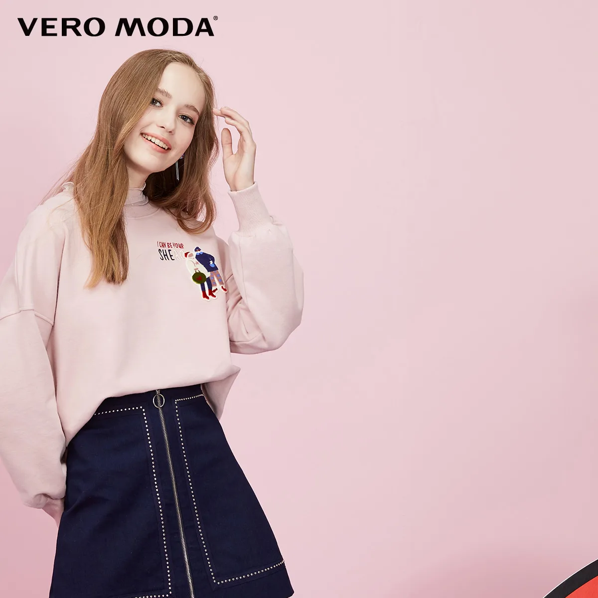 Pale mauve Vero Moda Женская Толстовка свободного кроя с вышитыми нашивками с заниженным плечом | 319333521 - Цвет: Pale mauve