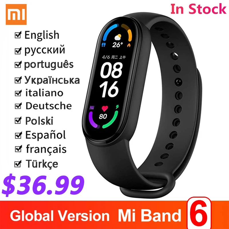 Global Version Xiaomi Mi Band 6 Smart Bracelet Screen Blood Oxygen Fitness Traker Heart Rate Bluetooth Waterproof Smart band 6