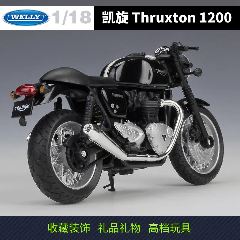 1/18 스케일 웰리 레트로 트라이엄프 Thruxton 1200 카페 레이서 자전거 모토 차량 내구성 레이싱 오토바이 다이캐스트 모델 장난감 복제품