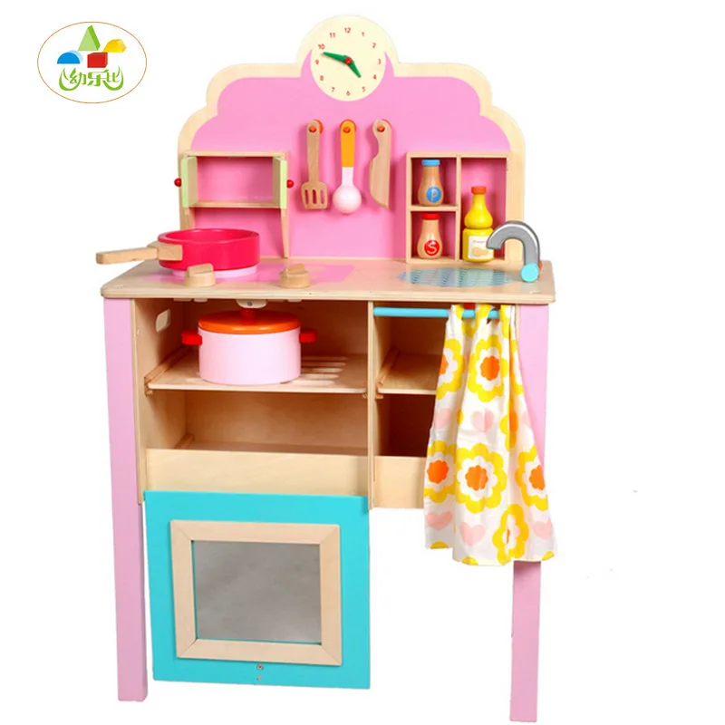 

[Youlebi] Wooden Pink Kitchen Set Children GIRL'S Model Kitchen Toy Play House Set
