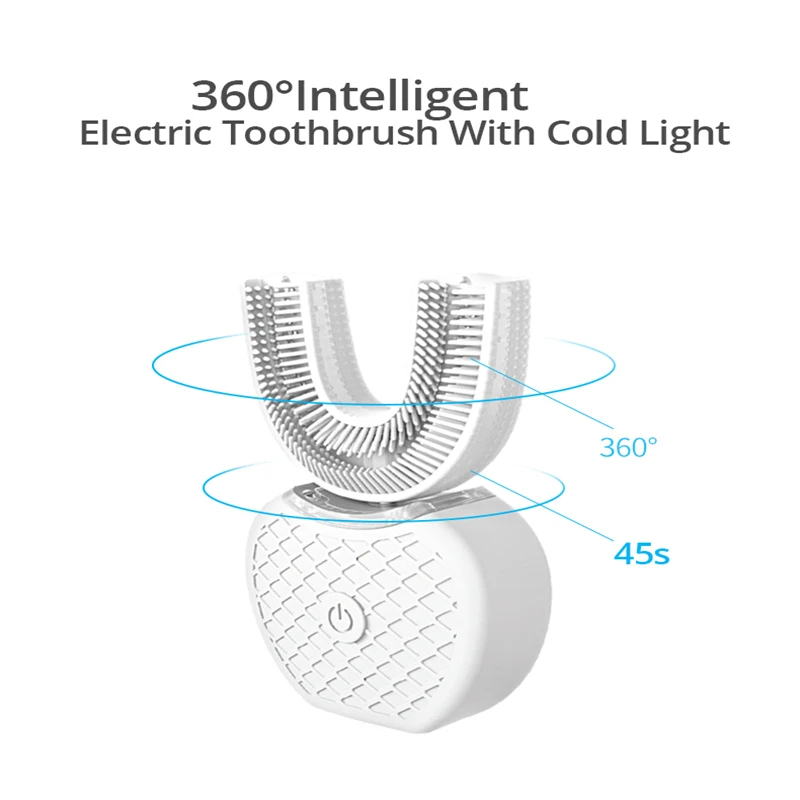 360 Degree Intelligent Automatic Sonic Toothbrush U Type Tooth Brush USB Charging Tooth Whitening Blue Light