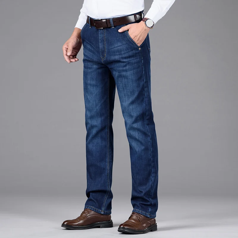 Popular High quality winter new plus velvet thick warm brand clothing men's casual plus size jeans youth plus size stretch jeans Man