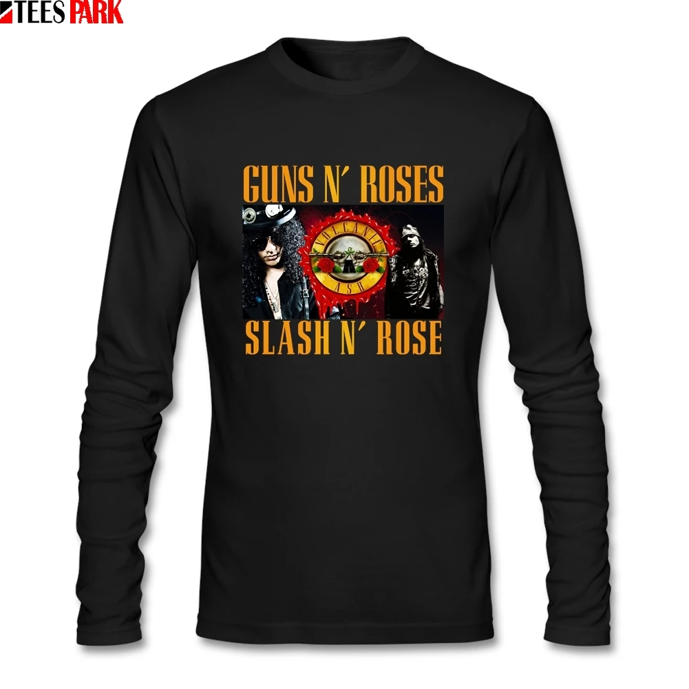 Guns N Roses Tee Merch Men Slash &amp Rose Men's New Style 100% Cotton Long Sleeve T-shirt Male Clothes Top Printed Tees For | Мужская