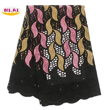 

NIAI 2019 African 100% Cotton Lace Material Swiss Voile Lace In Switzerland Nigerian Lace Fabrics For Wedding Dress XY3207B-1