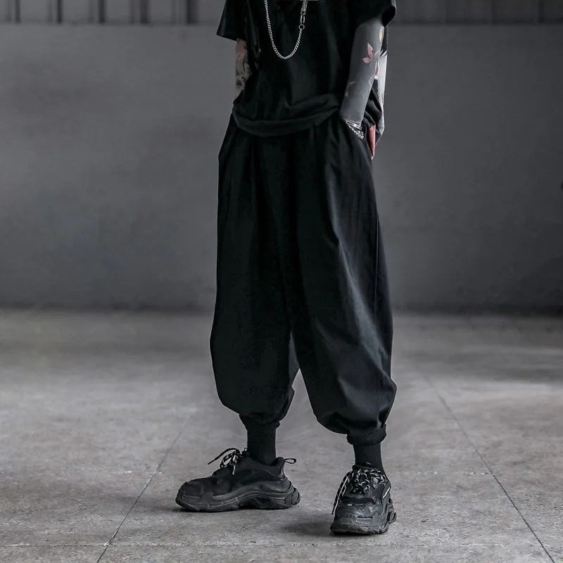 

Men Streetwear Hiphop Loose Casual Ankle-lenth Pant Male Retro Fashion Wide Leg Pant Jogger Sweatpants Trousers