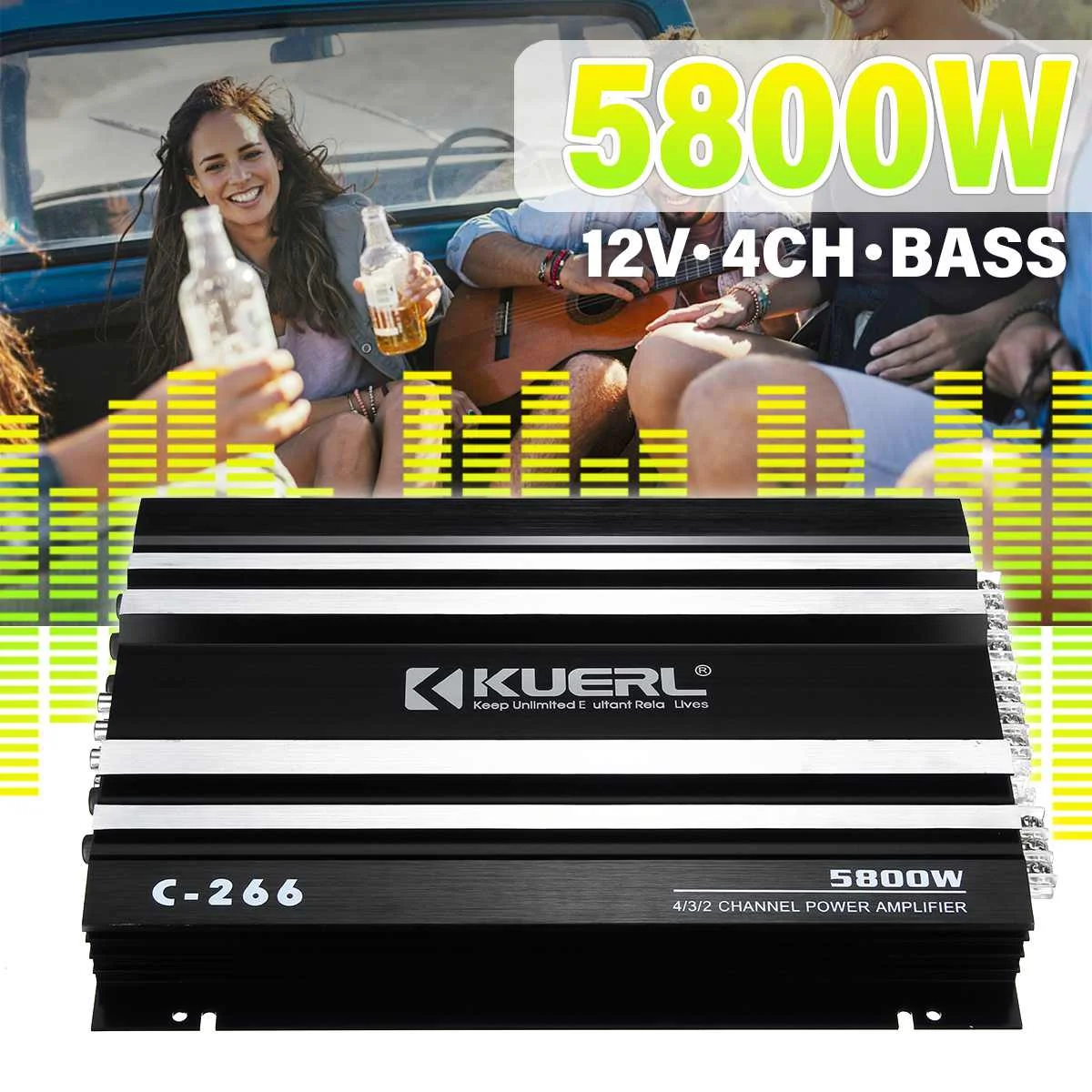 5800 Watt 4 Channel 12V Car Amplifer Car Audio Power Amplifier Car