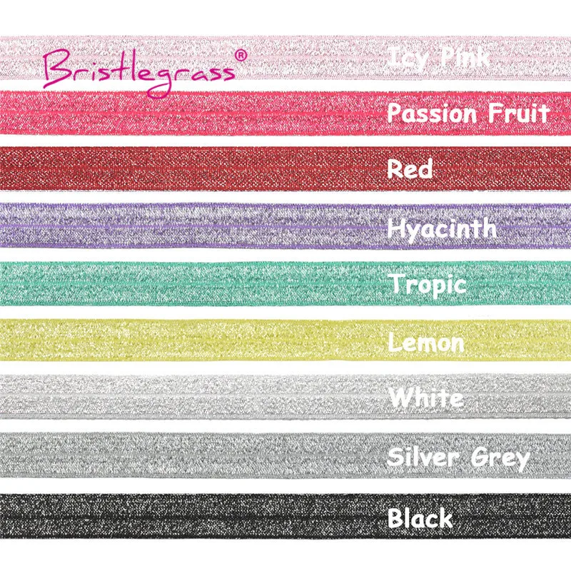 BRISTLEGRASS Combo 9 ярдов 5/8 &quot15 мм Серебряная блестящая повязка на голову из спандекса