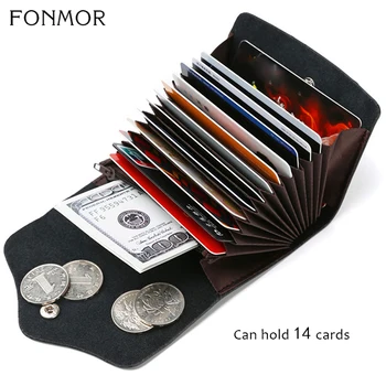 

Fonmor Card Holder Genuine Leather Wallet For Men Clutch Cowhide Bag Women Multi-Card-Bit Hasp Coin Purse Male Casual Card Pack