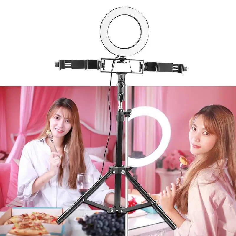 Dimmable Photography Ring Video Light Camera Fill Lamp Set for Live Video Makeup Shadowless Light Supplement