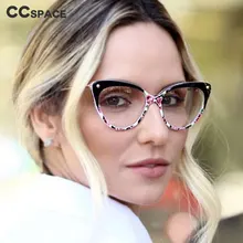 Женские цветочные оправы для очков кошачий глаз, большие заклепки, стильные дизайнерские оптические модные компьютерные очки 45651