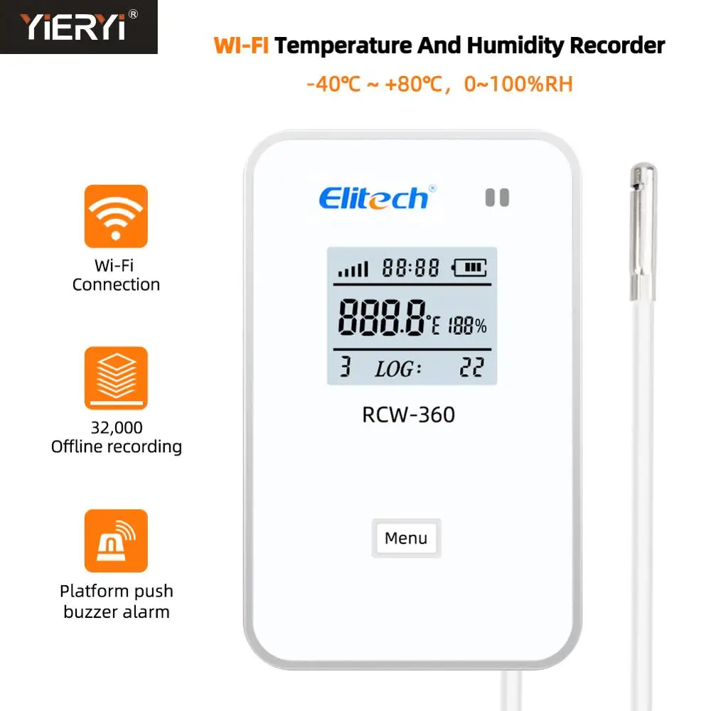 Elitech RCW-600 WiFi Temperature Data Logger Remote Wireless Temperature  Recorder with 2 External Temperature Sensor Probes - AliExpress