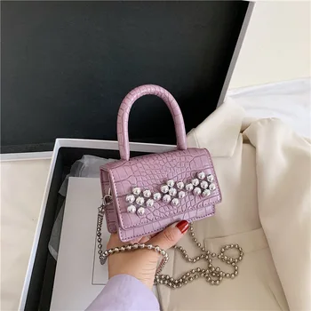 

Stone Pattern Beads Fashion Women's Bag Shoulder Bags Messenger Bag Personality Female Bag Women Leather Handbags