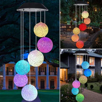 

Solar Light Outdoor Powered LED Wind Chime Color Changeable Spiral Wind Chime Outdoor Light Garden Decorative Light