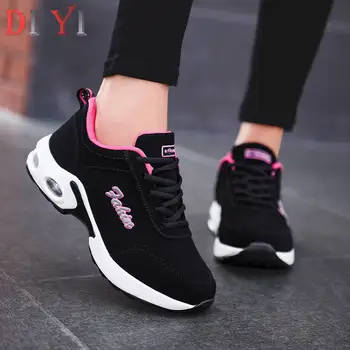 

Plus Velvet Woman Shoes Low Top Women's Sports Shoes Mesh Black Sneakerss Women Air Cushion Shoes Chunky Sport Running Shoes A32