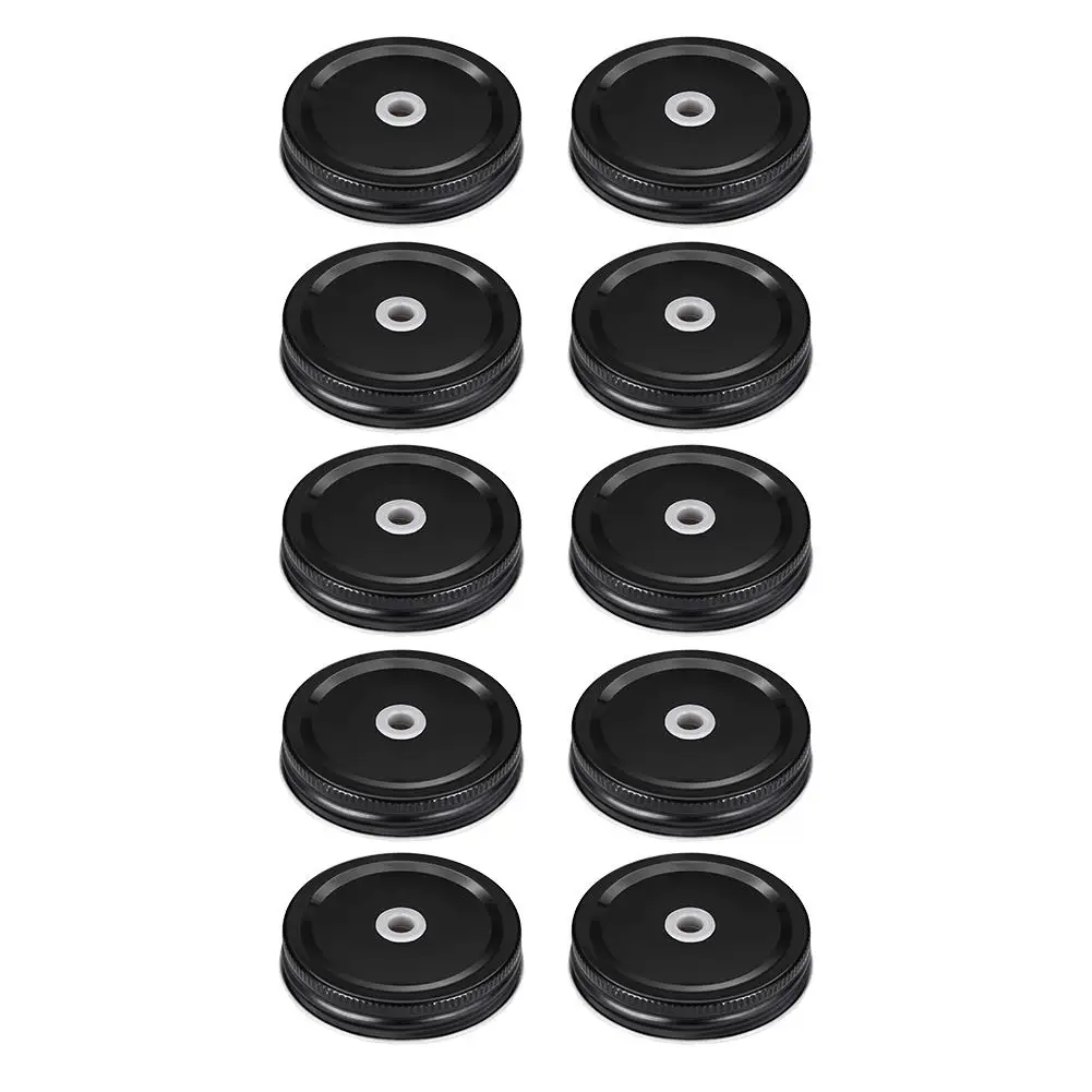 10pcs Mason Jar Lids Reusable Leak-Proof Seal Canning Jars Lid With Straw Hole Mason Jar Drinking Accessories