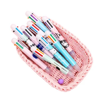 

2pcs/lot Cartoon Press Pen Multicolor Ballpoint Pen 6 Colors Caneta Party School Stationery Supplies Material Escolar