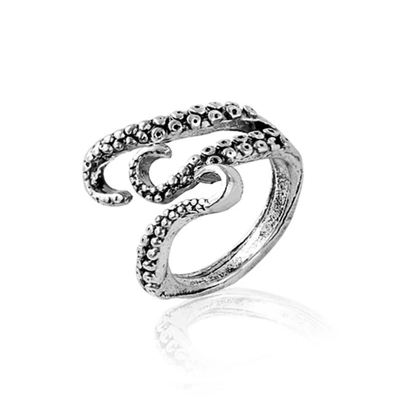 

Vintage Octopus Tentacle Rings For Men Personality Octopus Tentacle Shaped Adjustable Opening Metal Zinc Alloy Rings Male 2019
