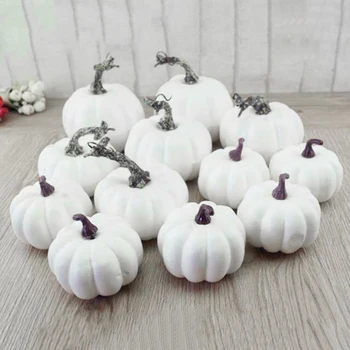 

6/12 × Halloween White Artificial Pumpkins Harvest Fall Thanksgiving Home Decor