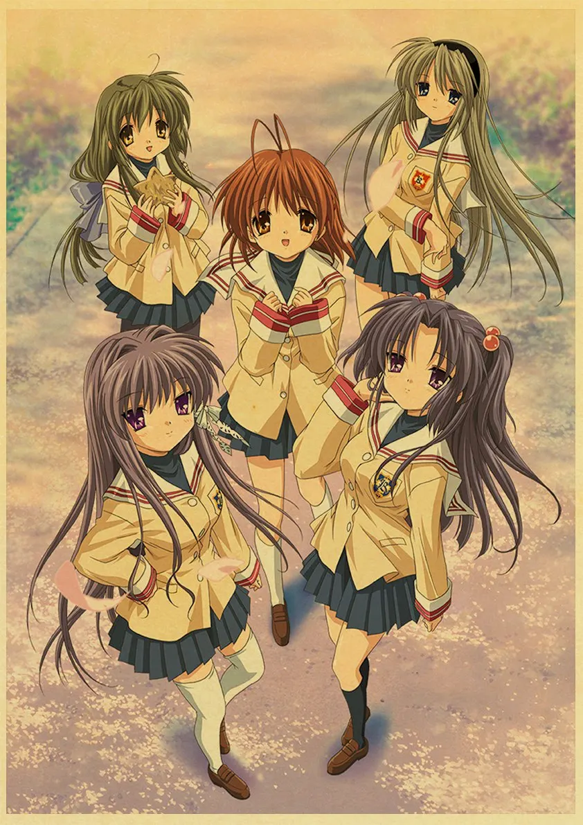 Cartoon Anime CLANNAD Posters and Prints Retro Painting Wall Art Picture for Living Room Home Decor Girls' Room Decoration