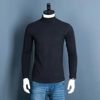 

Autumn and winter new knitted men's long sleeve business casual round neck bottoming shirt solid T-shirt 8625