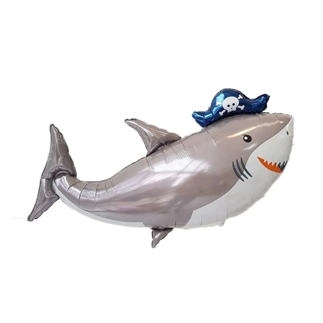 1pc Large Pirate Shark Shape Foil Balloons Happy Birthday Party
