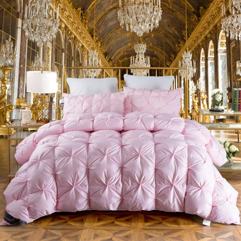 Гусиного пуха мягкий набор пододеяльников queen Twin пледы Одеяло шить одеяло постельные принадлежности наполнитель хлеб Форма Стёганое одеяло для взрослых и детей - Цвет: Розовый