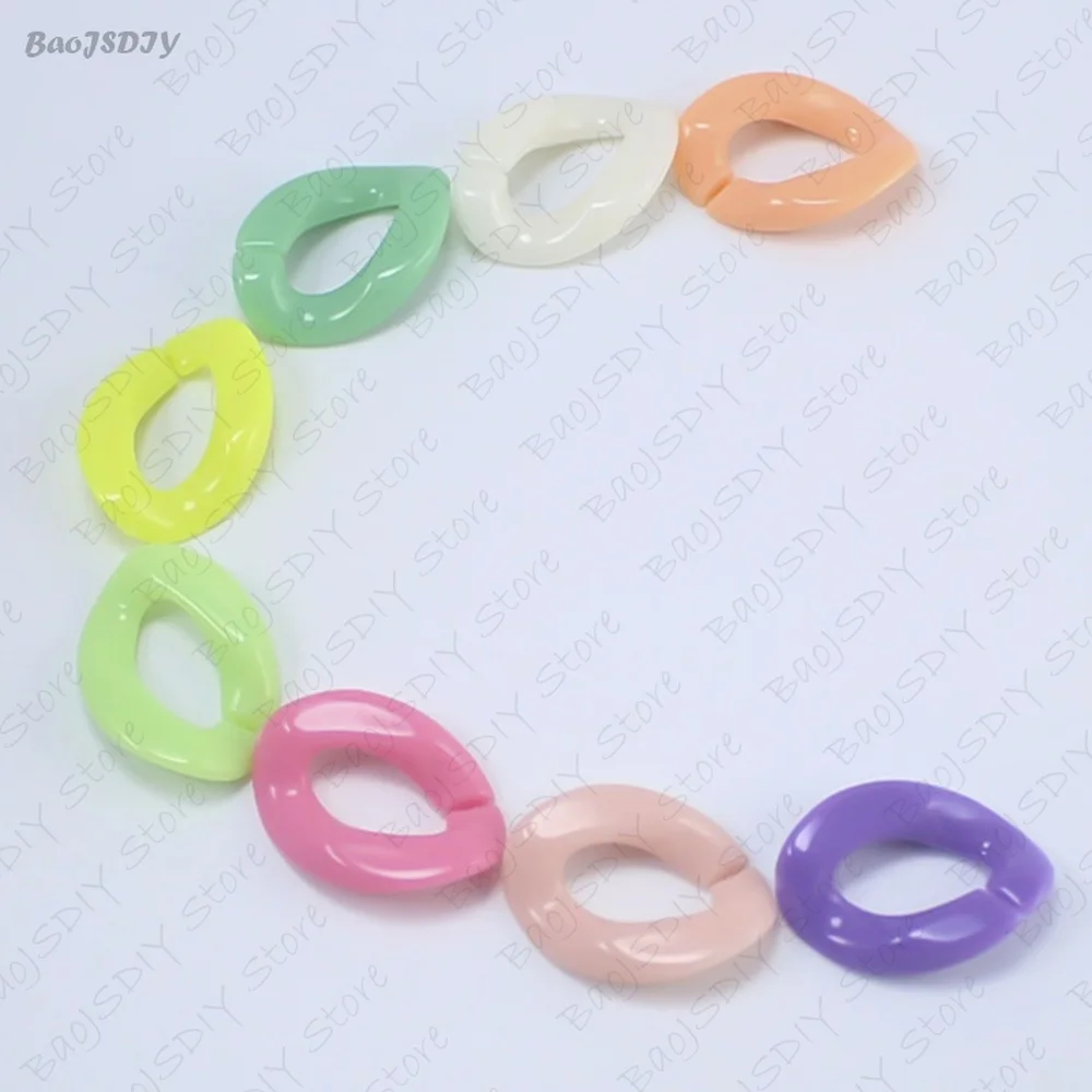 Wholesale 23mm*17mm Multi color Acrylic Twisted Chains Assembled Parts Beads Diy Jewelry Findings Accessories 60 pieces(JM6582)